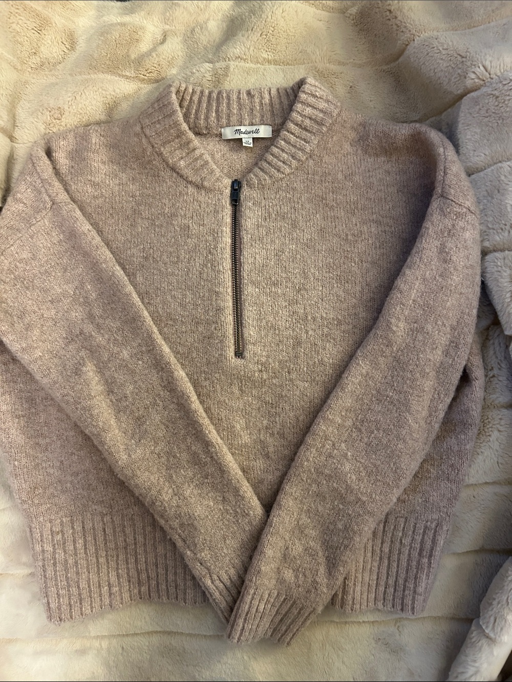 Madewell 1/4 zip oatmeal sweater